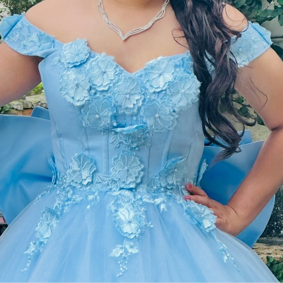 Elegant Light Blue Ball Gown - Picture 4 of 5